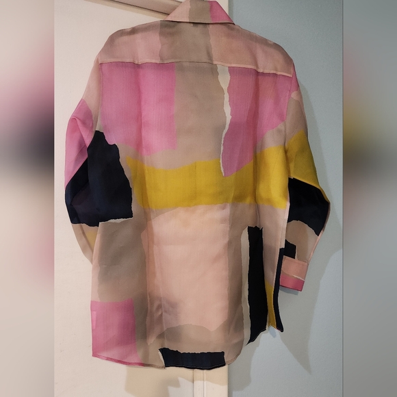 Lafayette 148 Oversized Printed Silk-satin Shirt-pink - Picture 10 of 11